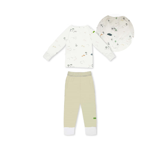 Tencel Baby Button Long Set Farmyard